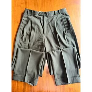 Zanella Men's 100% Virgin Wool Italian-Made Double Pleated Cuffed Trousers 34